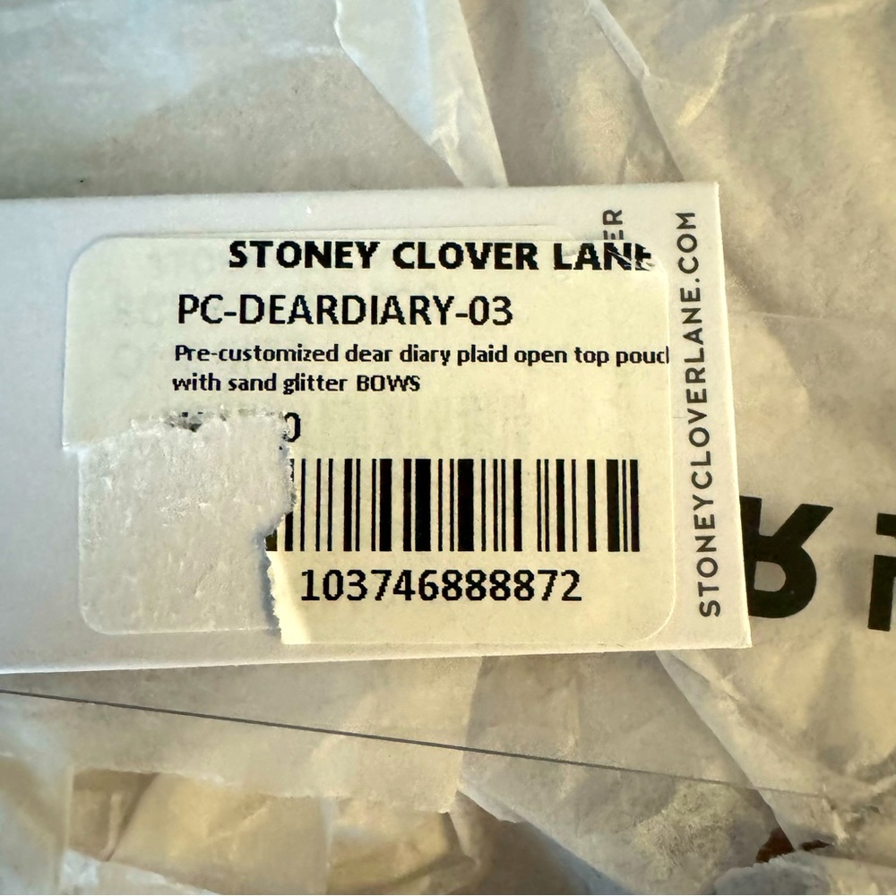 Stoney Clover Lane Dear Diary Plaid Open Top Pouch - Picture 6 of 9